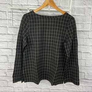 J Jill Ponte Knit Buttoned Sleeve Top